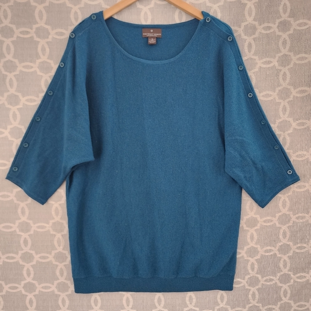 Fenn Wright Manson 100% Merino Wool Button Sleeve Women's Sweater Blouse M